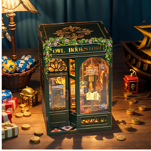 CUTEBEE DIY Book Nook Kit | Owl Bookstore